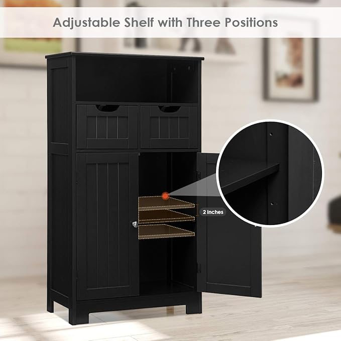 Armadietto Terra da Bagno Mobile Autoportante, Mobiletto Ufficcio Multiuso, con Cassetti e Ripiani, Ampio Spazio, Legno (Bianco)