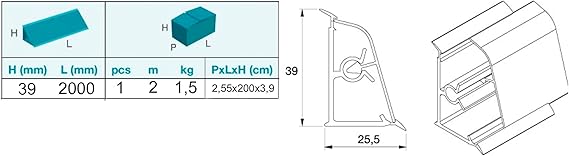 ALZATINA PER PIANI DA CUCINA LUNGHEZZA 2 METRI NOCE CHIARO