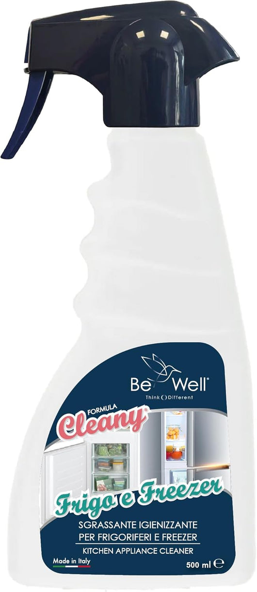 CLEANY Detergente Igienizzante per Frigorifero e Freezer, Spray da 500 ml, Made in Italy, Formula Cleany, Elimina Odori e Grasso, Pulizia Profonda per Elettrodomestici da Cucina