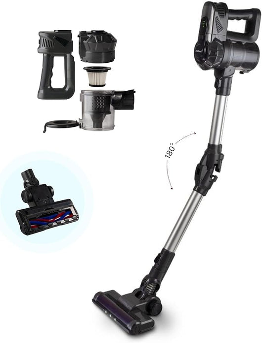 Innoliving INN-662 Aspirapolvere Senza Filo e Sacco, 10Kpa, 2200mAh, 0.5L, 50 Min, LED, Tubo Flessibile in Metallo, Grigio