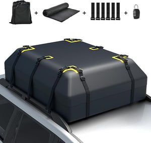 Borsa per Tetto Auto, Borsa Portapacchi Impermeabile per Tutti i Veicoli con/Senza Barre Portapacchi, con Tappetino Antiscivolo, Corda, Lucchetto e Ganci (100 x 130 x 43 cm)