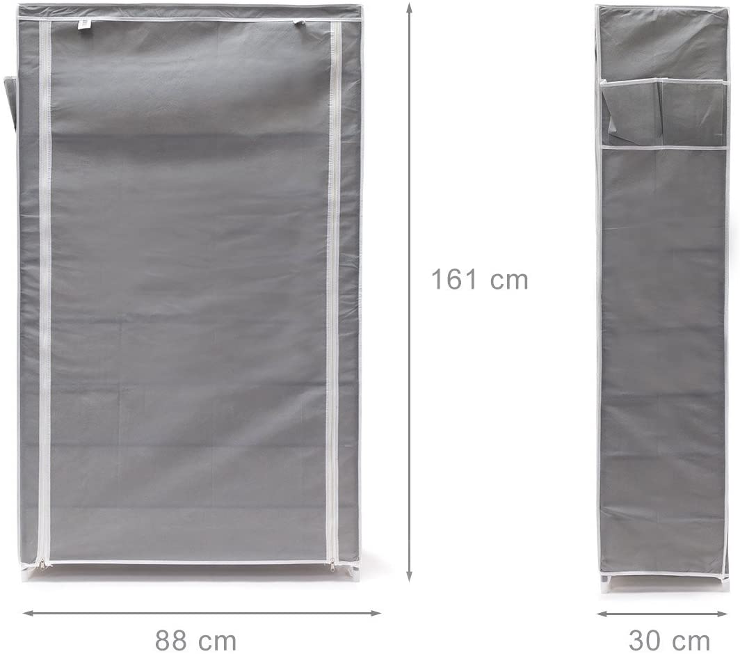 Mobile scarpiera ripiano in tessuto con cerniera 161 cm grigio 13_0001642