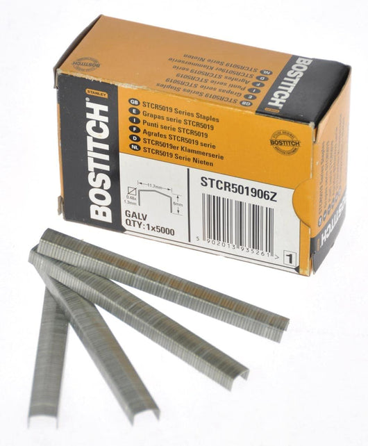 Bostitch STCR5019 - Punti Metallici in Ferro Zincato 11,7 x 6 mm, Pacchetto da 5000 Pezzi, Compatibili con Chiodatrici ad Aria Compressa Bostitch Stanley
