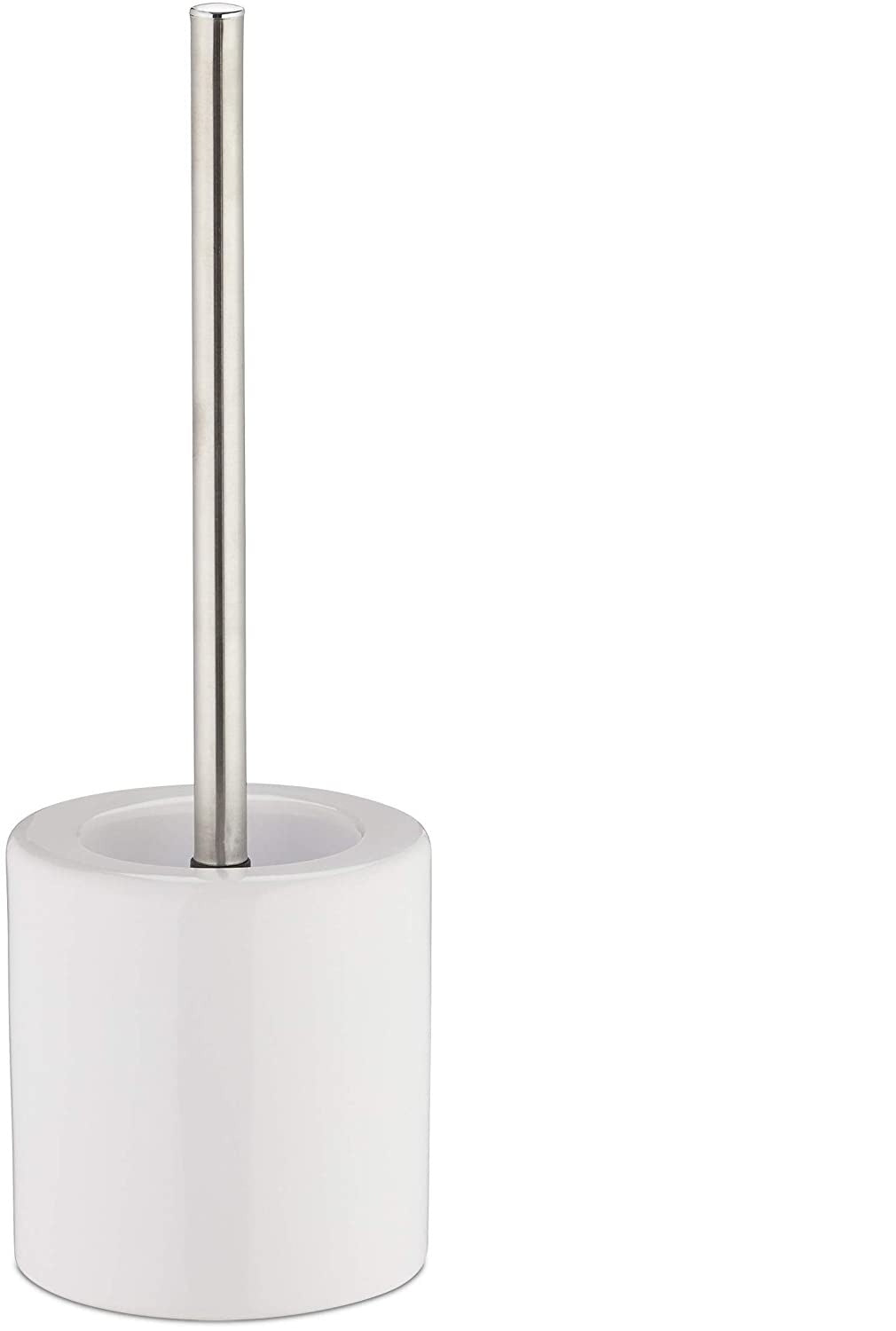 Porta scopino in ceramica con scopino e testina intercambiabile in manico tondo in metallo bianco 13_0002143_2