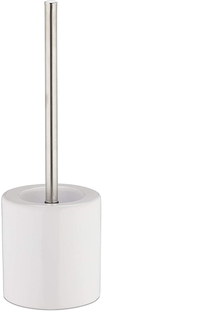 Porta scopino in ceramica con scopino e testina intercambiabile in manico tondo in metallo bianco 13_0002143_2