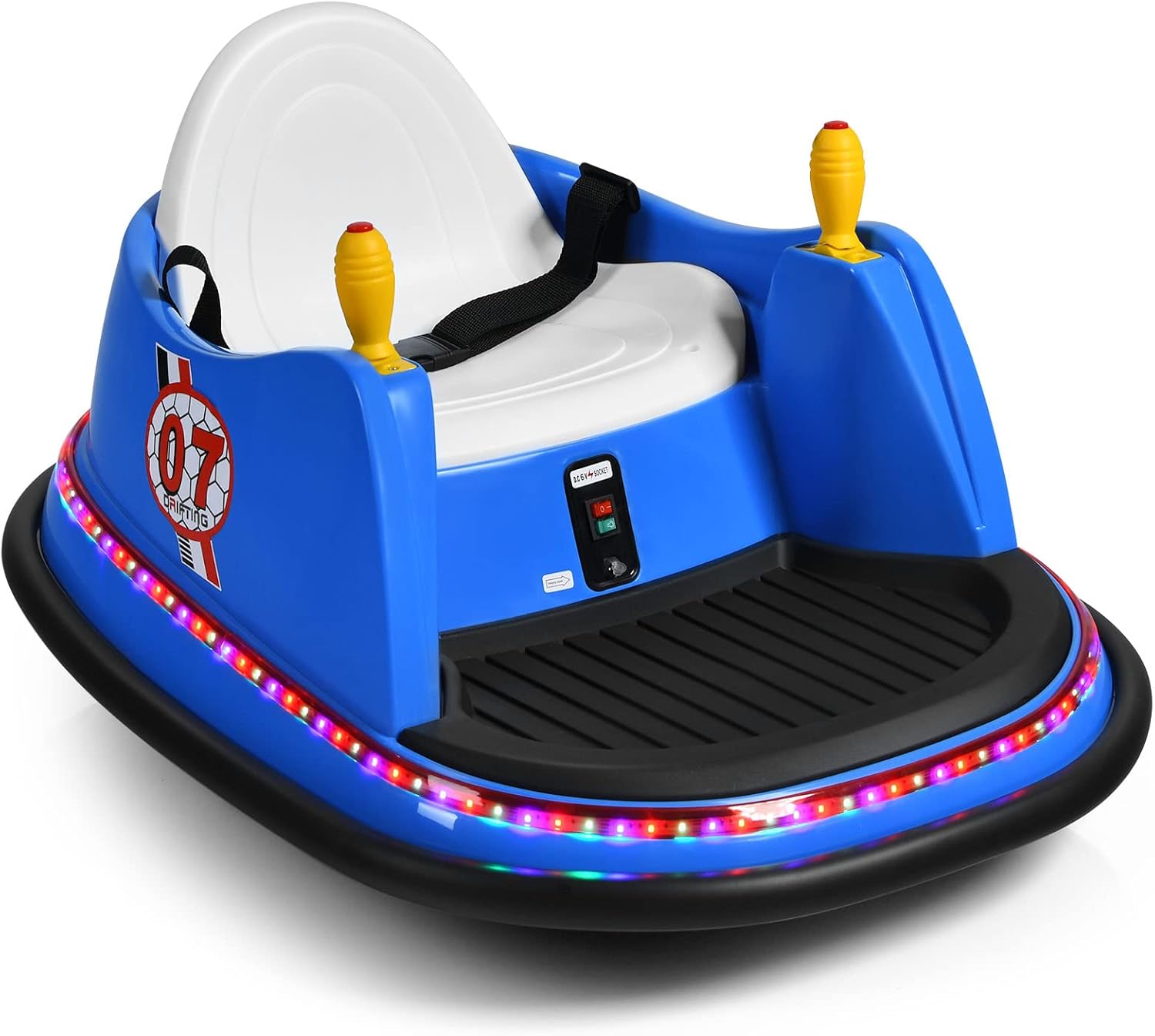 Veicolo Elettrico Macchina Elettrica Design Autoscontro per Bambini, Girevole a 360°, con Luci e Musica, con Telecomando, per Bambini 2-5 Anni (Blu)