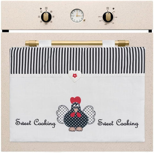 Copriforno Morbido Shabby Chic Cuori Passanti Tessuto Chiusura Velcro Proteggi Forno Cucina Dis.C