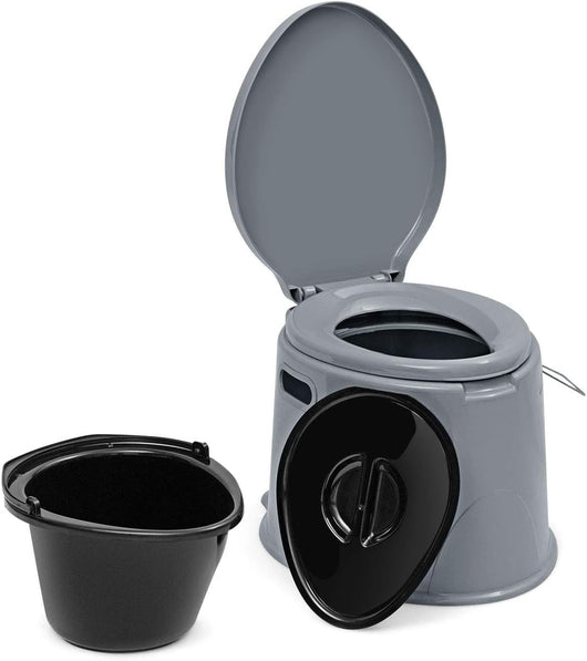 Toilette Portatile WC Chimico, WC da Viaggio Leggero con Secchio Interno Rimovibile,Water Portatile per Adulti e Anziani con Portarotolo, Supporto Carico 200 kg, 41 x 49 x 34 cm
