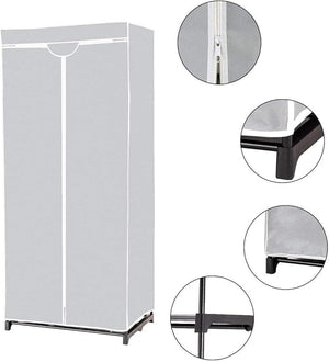 Armadio in Tessuto Armadio Cabina Pieghevole con Asta Appendiabiti, Vari Colori Disponibili, 75 x 50 x 170cm (Grigio)