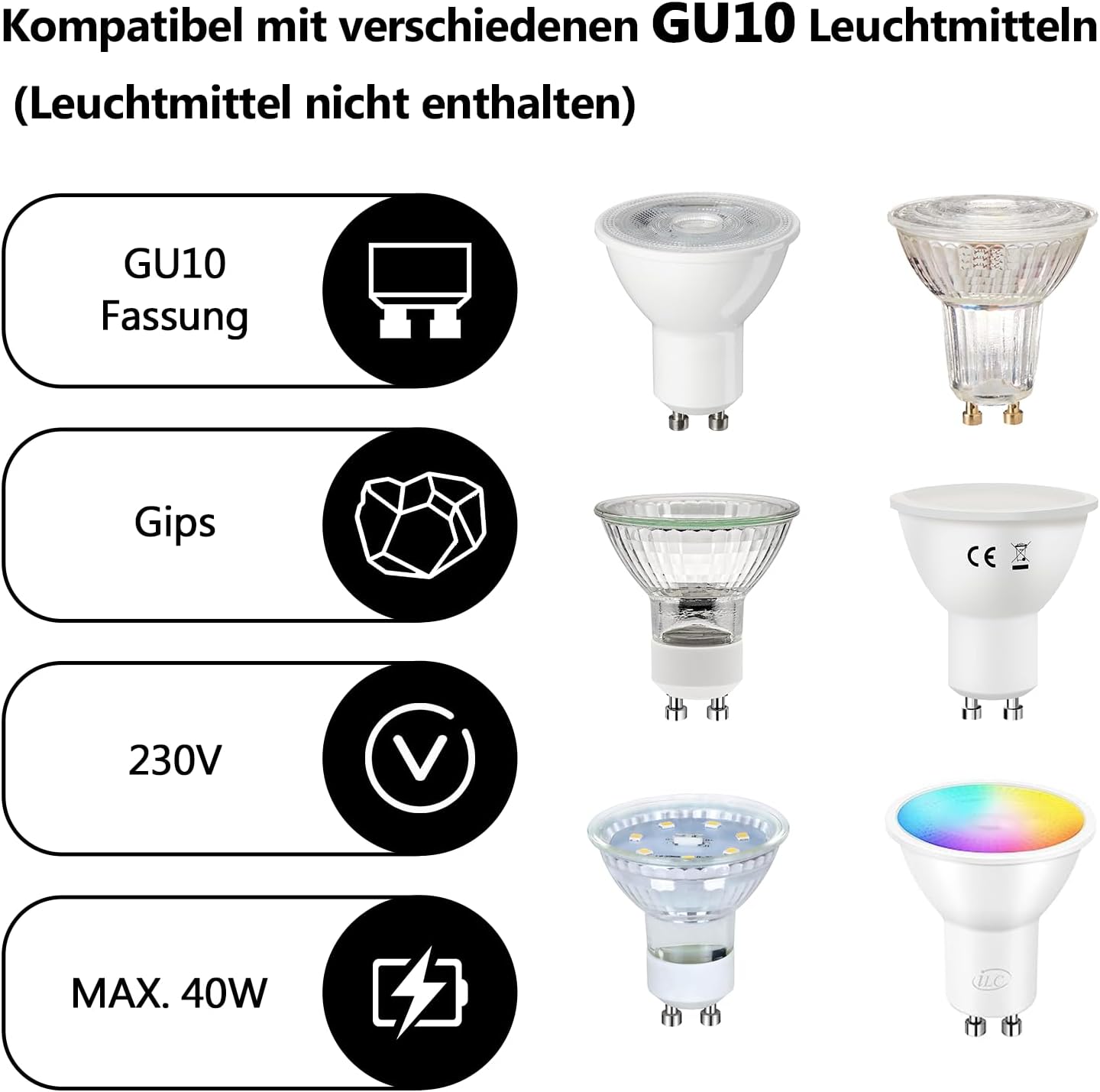 ZMH Lampada da soffitto faretto moderno GU10 bianco per cucina soggiorno