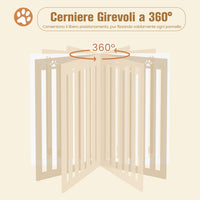 Cancelletto per Cani di Legno Pieghevole, con 3/4 Ante e Cuscinetti Antiscivolo, Ideale per Scale e Porta d'Ingresso, 203 x 89,5 cm (Bianco, 4 Pannelli)