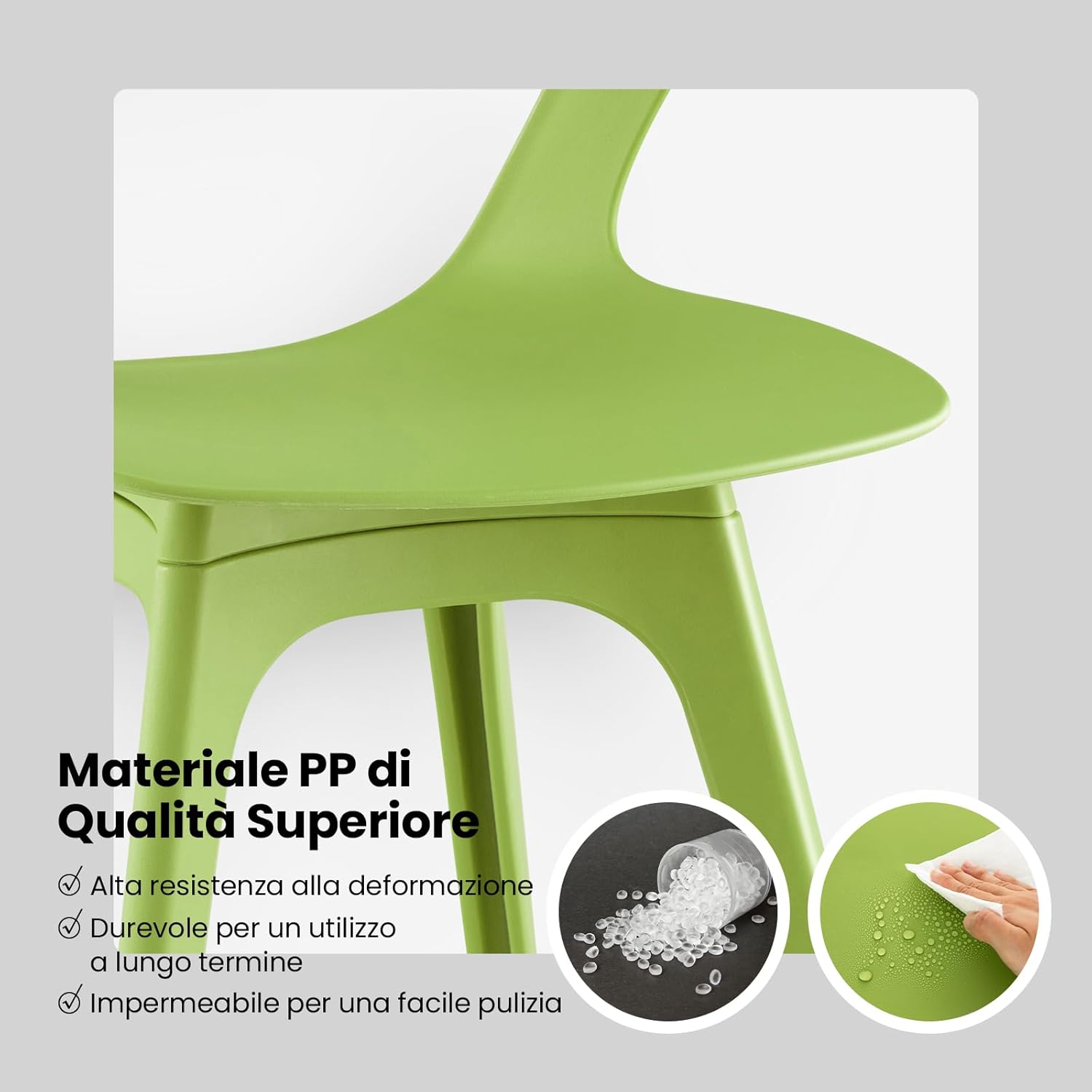 Set di 4 Sedie da Pranzo, Sedie per Cucina 4 Pezzi, Sedie Moderne Laterali per la Sala da Pranzo, Soggiorno e Sala d'Attesa, Facile da Montare