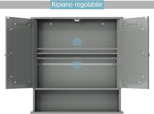 Armadio da Bagno con Ante e Cassetto 43 x 34 x 77cm, Mobile Bagno con Mensola Regolabile e Dispositivo Anti-ribaltamento, Armadietto Elegante per Ufficio, Soggiorno e Camera da Letto, Bianco