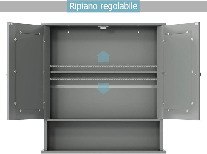 Armadio da Bagno con Ante e Cassetto 43 x 34 x 77cm, Mobile Bagno con Mensola Regolabile e Dispositivo Anti-ribaltamento, Armadietto Elegante per Ufficio, Soggiorno e Camera da Letto, Bianco
