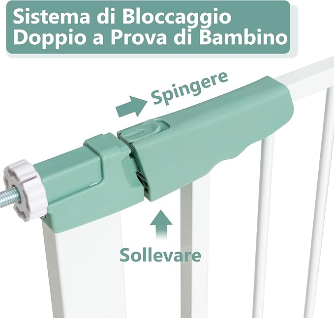 Cancelletto di Sicurezza per Bambini a Passo Passeggiato, Cancelletto di Sicurezza a Chiusura Automatica con Pressione per Bambini e Animali Domestici, Larghezza Regolabile da 80 a 132 cm