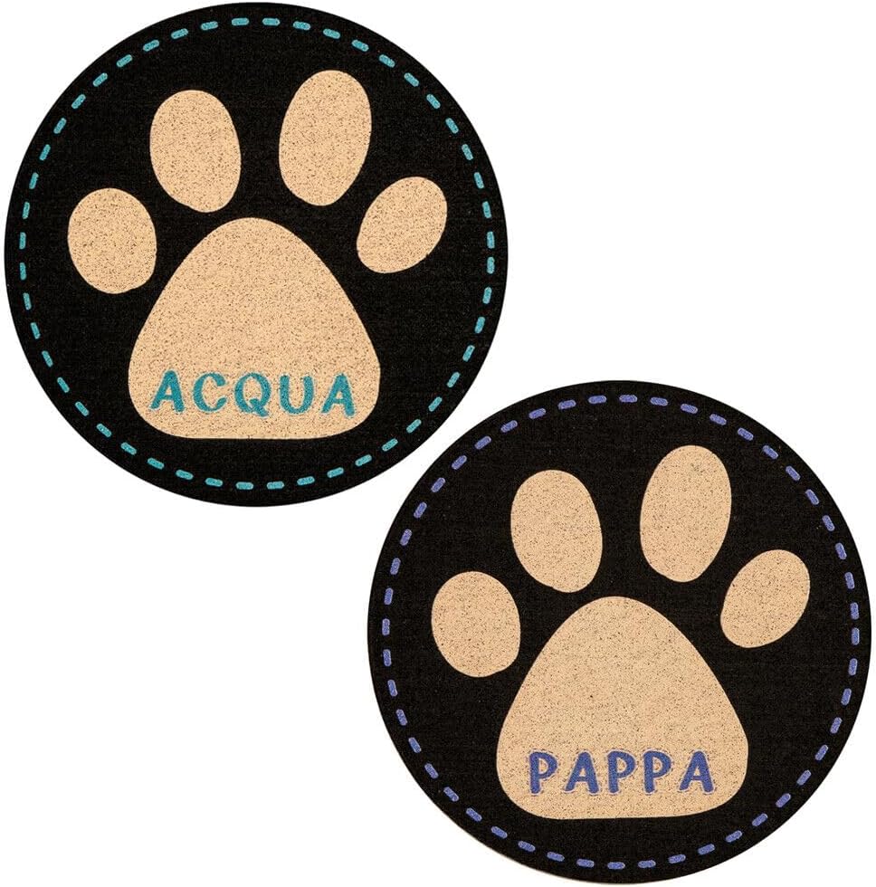Coppia Tappetini SottoCiotola Gomma Sostenibile Antiscivolo Cane Gatto Tondi