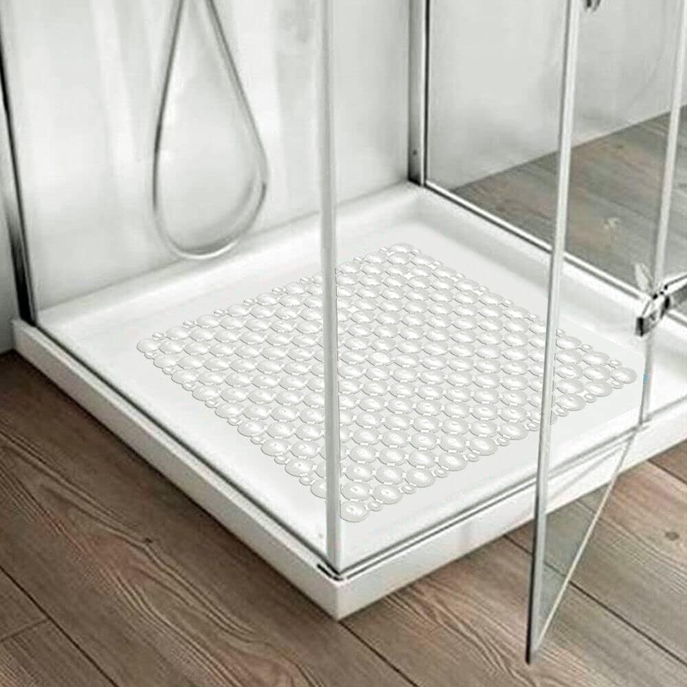 Tappeto Doccia Vasca Ventose Antiscivolo Tappetino Bagno Pvc 53x53 cm Antimuffa Bianco
