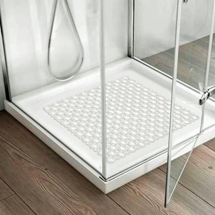 Tappeto Doccia Vasca Ventose Antiscivolo Tappetino Bagno Pvc 53x53 cm Antimuffa Bianco