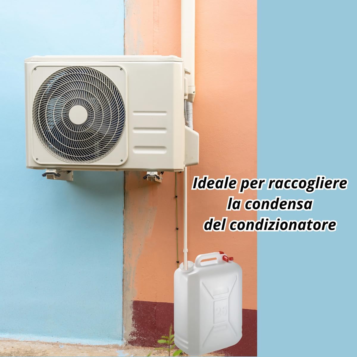 Tanica 20 litri in Plastica con Tappo e Dosatore - Fusto HDPE Contenitore Per Condensa Condizionatore - Bidone per Liquidi