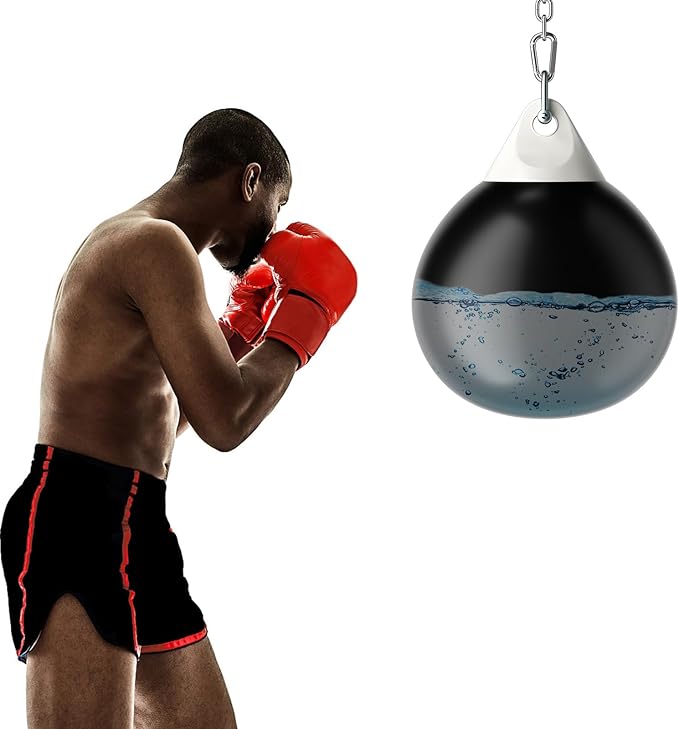 Sacco da Boxe ad Acqua da 51,5 cm, Sacco Anti-Perdite con Tubo di Riempimento d'Acqua, Catena in Metallo, Gancio e Croce, Sacco per Allenamento per Adulti e Bambini