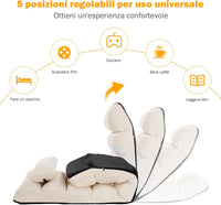 Sedia Pieghevole da Pavimento Portatile, Divano Imbottito, Regolabile in 5 Posizioni, Supporto per la Schiena, Ideale per Rilassarsi Leggere (Beige)