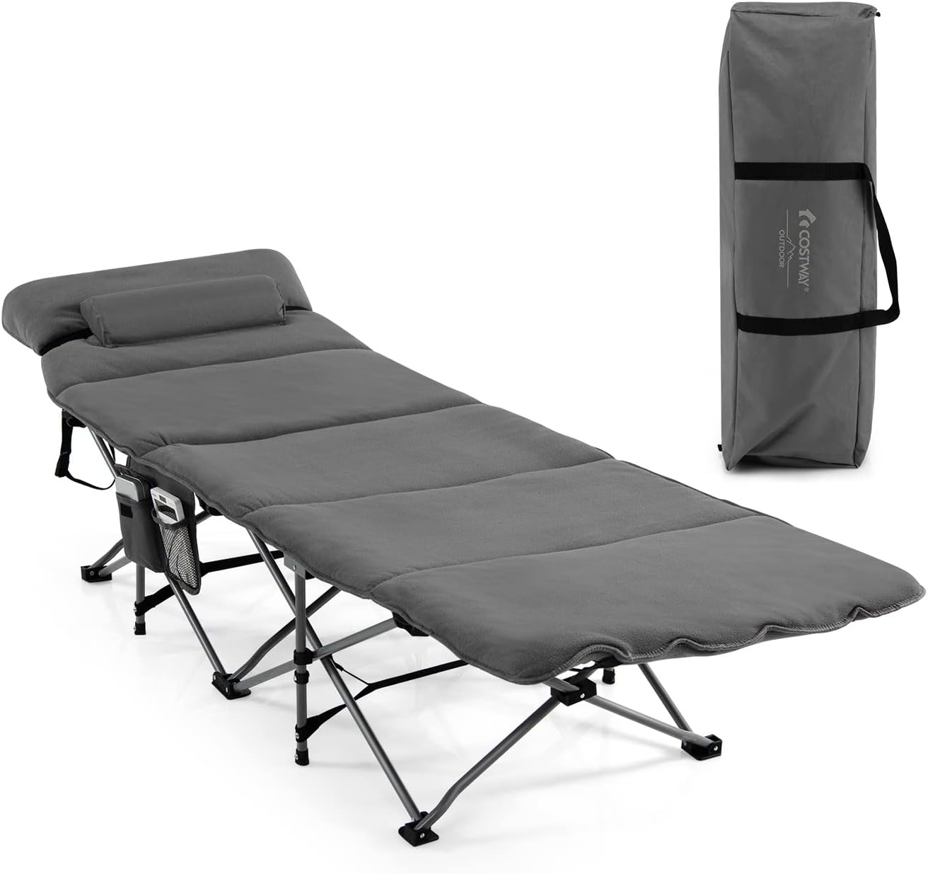 Letto Brandina Pieghevole con Materasso e Cuscino Rimovibili, Borsa da Trasporto, con Struttura Metallica Resistente, per Casa, Ufficio, Campeggio, Carico Fino a 150 kg