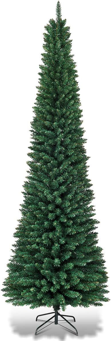 Albero di Natale Slim 150/180/210/240/270 cm, Albero di Natale Artificiale con 220/400/700/1000/1500 Rami e Base in Metallo, Decorazioni Natalizie per Casa e Negozio (270 CM)