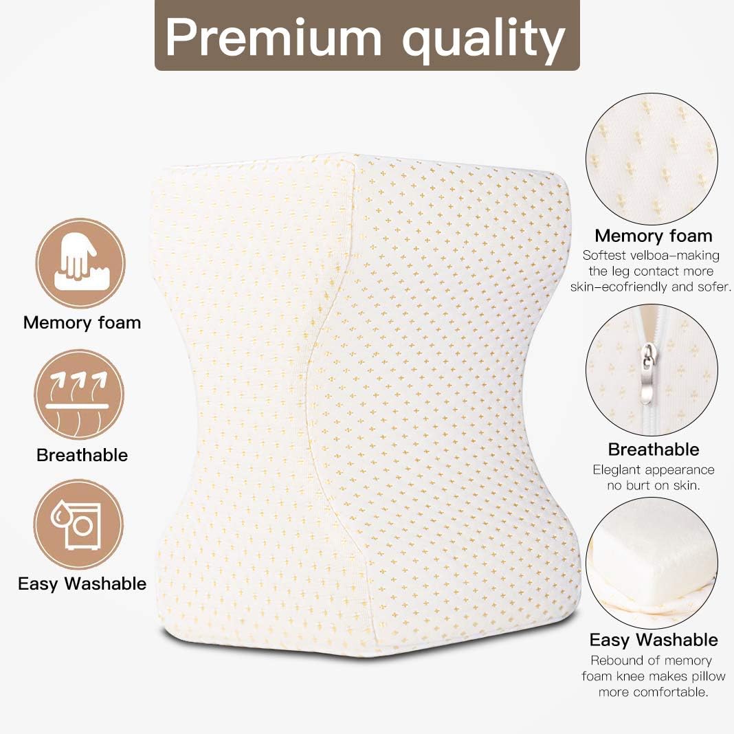 OLYMPIA Cuscino per ginocchia per chi dorme sul fianco, cuscino ortopedico per gambe per dormire senza dolore, cuscino ergonomico in memory foam viscoelastico I rivestimento traspirante