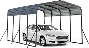 Tenda da Garage 440 x 300 cm, Tettoia per Auto in Metallo con Base Rinforzata e 4 Gambe Inclinate Aiiunte, Gazebo da Esterno per SUV, Feste e Barbecue