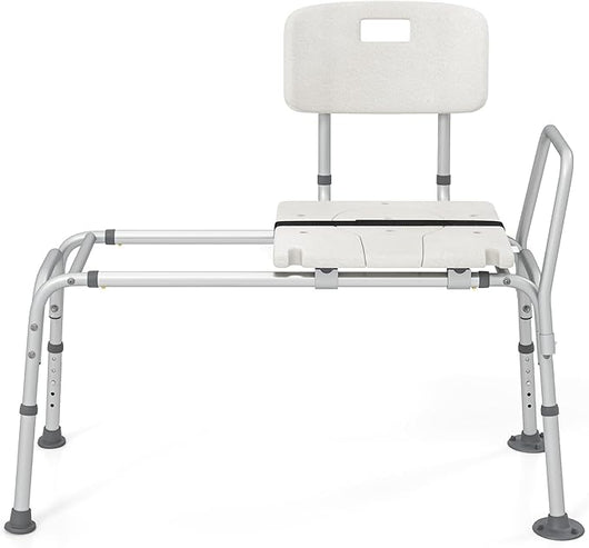 Sedia per Doccia Anziani con Posizione e Altezza Regolabili 105 x 49 x 85-95 cm, Sgabello per Vasca da Bagno con Sedile, Schienale, Braccioli e Cintura di Sicurezza, Sedia per Donne Incinte