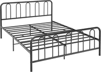 Telaio da Letto in Metallo, Struttura Letto con Testiera e Pediera, Letto a Piattaforma con Doghe in Acciaio, Carico Massimo 300kg, Nero (200cm x 160cm)