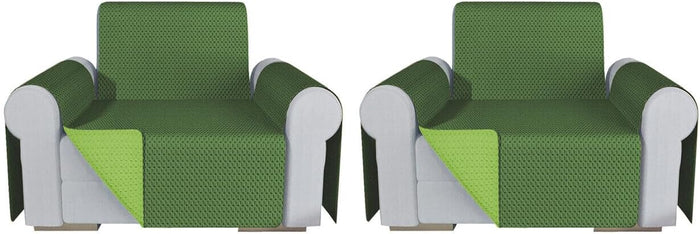 Coppia Set 2 Pezzi Copripoltrona Universale Fodera Double Face Elegante Verde