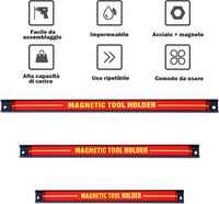 3 pezzi Portautensili Magnetico, Barra Portautensili in Metallo per Officina, Forte Forza Magnetica