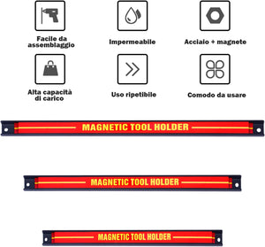 3 pezzi Portautensili Magnetico, Barra Portautensili in Metallo per Officina, Forte Forza Magnetica