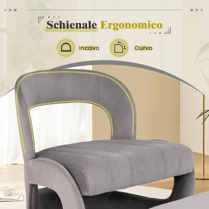 Poltrona con Pouf, Poltrona Relax con Poggiapiedi, Set di Poltrona e Pouf Rivestiti in Velluto, con Schienale Curvo Aperto, Poltrona da Lettura per Soggiorno, Portata 180 kg