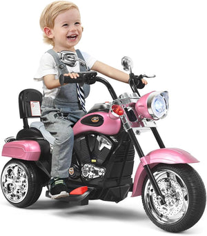 6V Moto Elettriche per Bambini, Moto Cavalcabile Marcia Avanti e Indietro, Portanza di Peso 30kg (Rosa Chiaro)