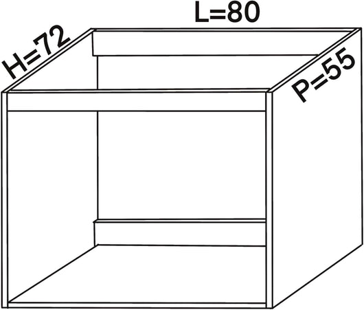Base per lavello d’appoggio spedizione in kit Lunghezza 80 Profondità 55 Altezza 72 esclusi piedini Altezza piedini 10 cm in colore larice bianco