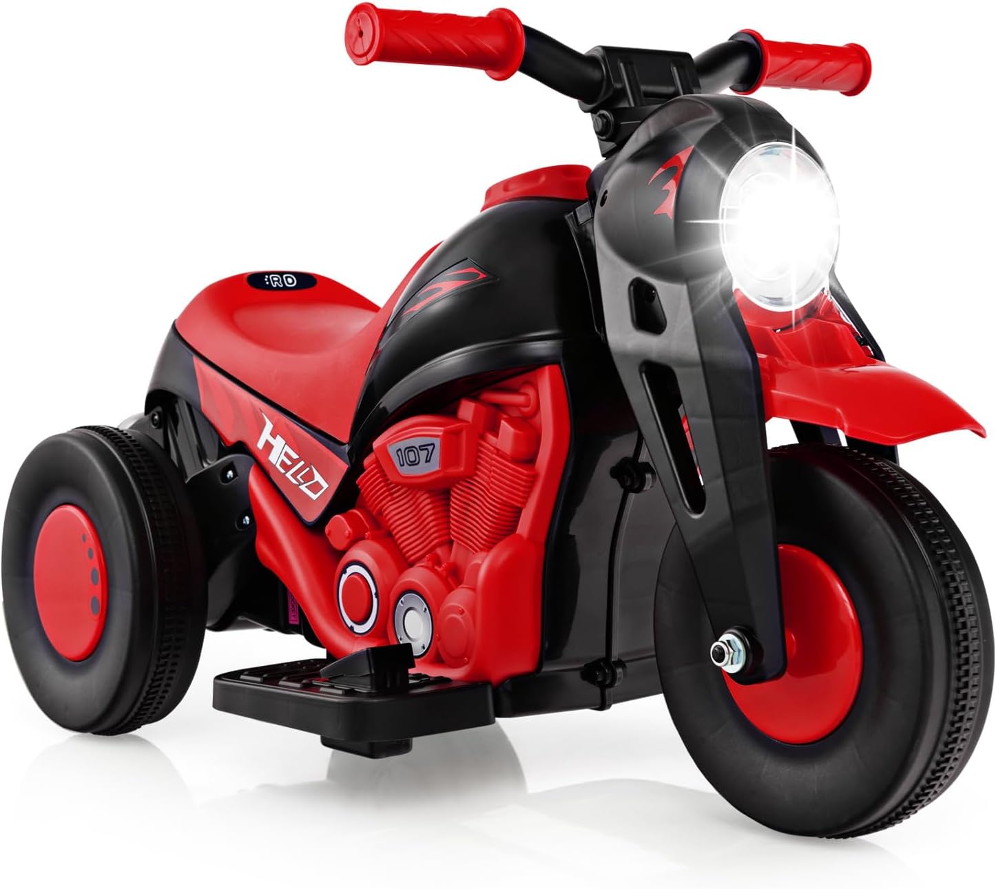 Moto Elettrica per Bambini con Creatore di Bolle, Auto a Bolle per Bambini da 6V, Pulsante Musicale, Faretto a LED, Capacità di 30 kg, per Bambini 3+ anni (Rosso)
