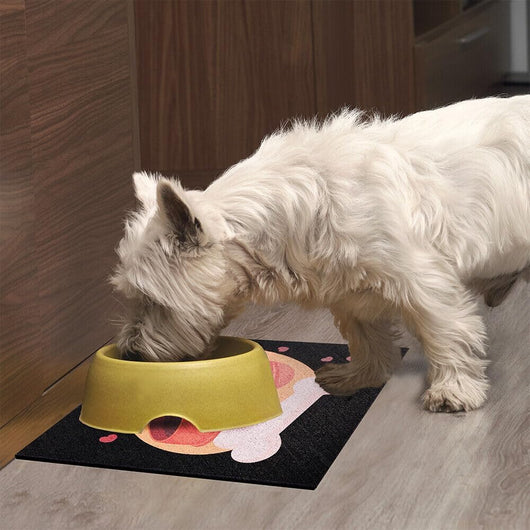 Coppia Tappetini SottoCiotola Gomma Sostenibile Antiscivolo 30x30 cm Cane Gatto Dis.E