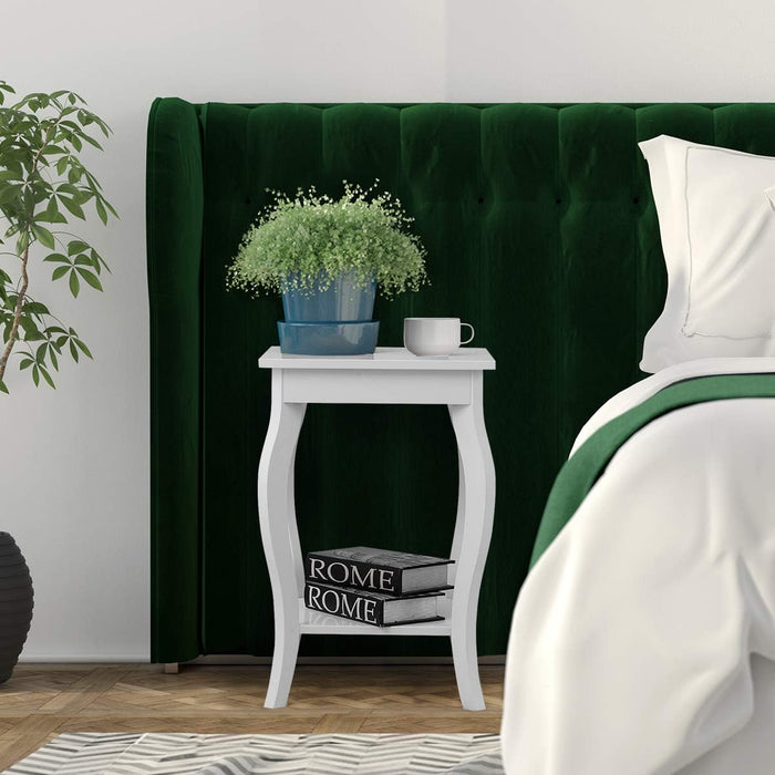 Comodino, Comodino da Divano a 2Livelli, Tavolino per la Camera da Letto, Capacità di peso di 17 kg, 40 x 40 x 60 cm (2, bianco)