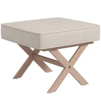 Poggiapiedi salotto ottoman pouf salotto sgabello da divano rettangolare in tessuto con seduta imbottita, beige