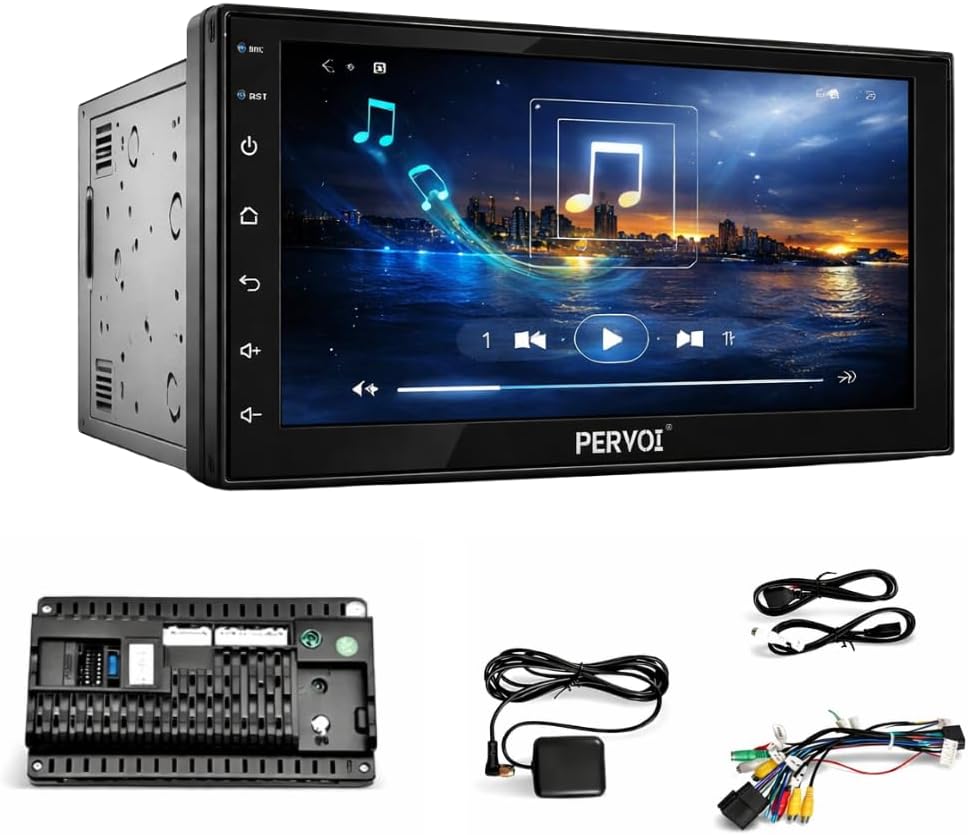 Autoradio 2 DIN 7" Touchscreen HD, Apple CarPlay e Android Auto Wireless, Bluetooth, Controllo Volante, Universale con Telecamera Retromarcia Inclusa