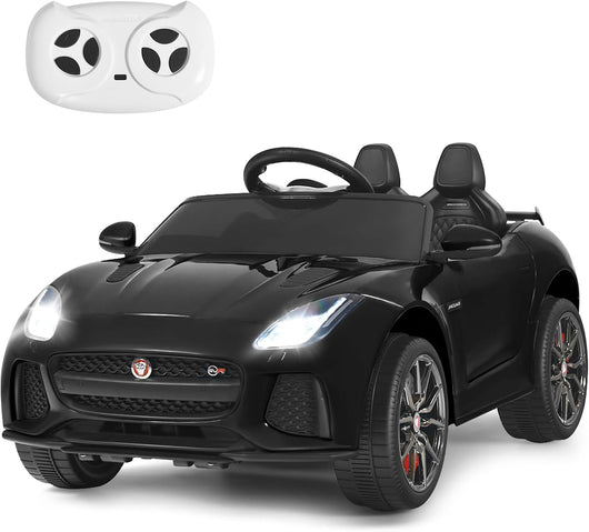 Jaguar Auto Elettrico 12 V per Bambini, Macchina Elettrica con Telecomando, con Luci Musica Storia, Avvio Lento, Velocit¨¤ 3-5 km/h (Nero)