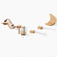 Mobili da Parete per Gatti da 6 Pezzi, Mensole per Gatti a Muro con Amaca, Ponte, Albero a 2 Livelli, Piattaforme, Gradini, Tiragraffi e Gioco Pensile, Arrampicatore da Interno (Modello 3)