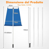 Rastrello per Neve sul Tetto da170-608 cm, Rastrello per Rimozione Neve con Asta a 4 Sezioni, Telaio in Alluminio, per Rimozione Neve da Casa e Garage