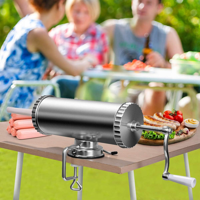 2,5kg Insaccatrice per Salsiccia Macchina per la Produzione di Salsicce Insaccatrice Manuale, in Acciaio Inossidabile, Salsicce Siringa con 3 Tubi di Riempimento