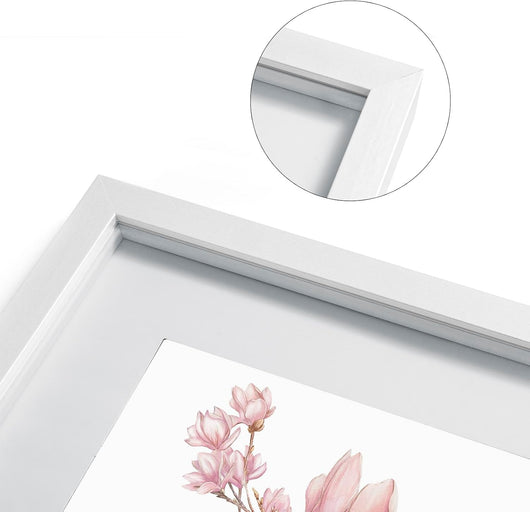 Set di 10 Cornice 3D per Foto da Muro Cornici 30x30cm per Oggetti Fino a 1,5cm, Cornici Fotografiche Multiple da Tavolo Portafoto Sospeso in Legno Passepartout Incluso, Bianco