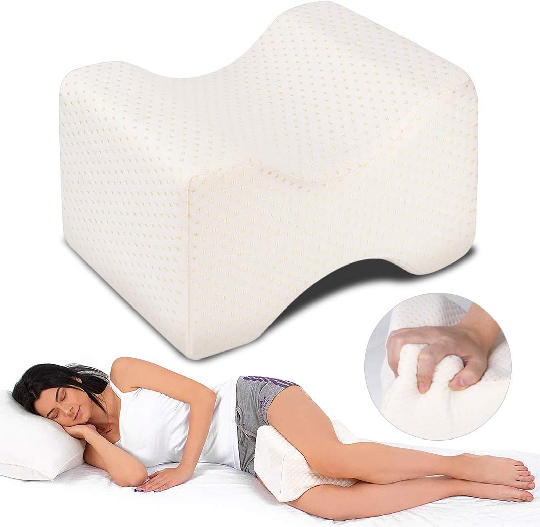 OLYMPIA Cuscino per ginocchia per chi dorme sul fianco, cuscino ortopedico per gambe per dormire senza dolore, cuscino ergonomico in memory foam viscoelastico I rivestimento traspirante