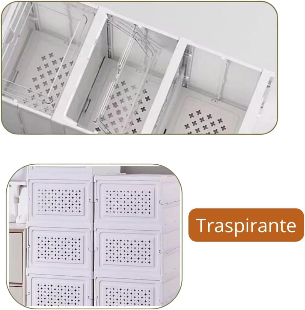 Scarpiera Salvaspazio Slim Pieghevole con 6 Ripiani Facile da Montare e Compatta, Organizer Portascarpe con 6 Contenitori per Scarpe e Ciabatte