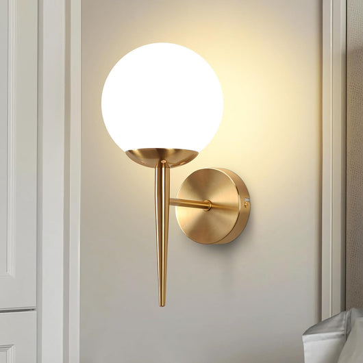 ZMH Lampada da parete moderna per interni in oro con paralume in vetro E27 applique da parete corridoio camera da letto